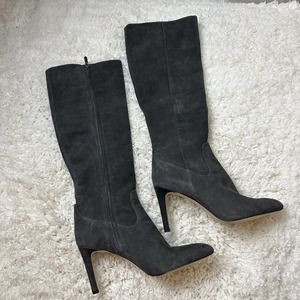 Sam Edelman Olencia Leather Suede Knee High Heeled Boots Gray Size 10